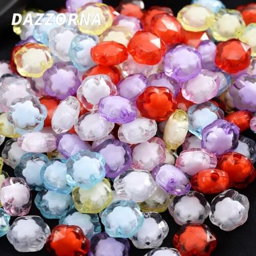 50-150Pcs/Pack Mixed Color Transparent Flower Shape Acrylic Beads For Handmade Making Jewelry DIY Bracelet Necklace Accessories