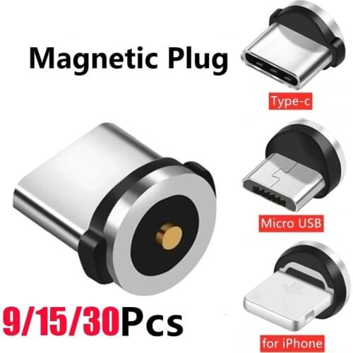 9/15/30PCS 3 IN 1 Plug Magnetic Tips For iPhone Samsung Mobile Phone Replacement Parts Micro Converter Cable Adapter Type C