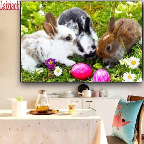 Diamond painting Easter eggs 5d DIY diamond embroidery rabbit full square round 3d rhinestone mosaic painting Easter Decoration