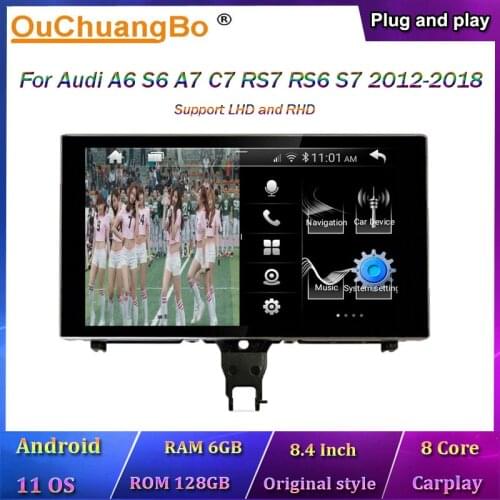 Ouchuangbo 4G Radio Car GPS Multimedia Player Android 10 For Audi A6 S6 A7 C7 RS7 2012-2018 MMI 2G 3G With 8 Core 64GB CarPlay