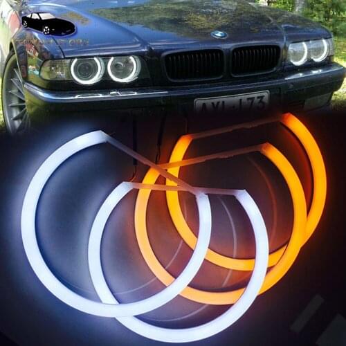 White Yellow SMD LED Cotton Angel eyes Halo rings for BMW E46 Vorfacelift 1998~2001 Car headlight DRL 4x146mm