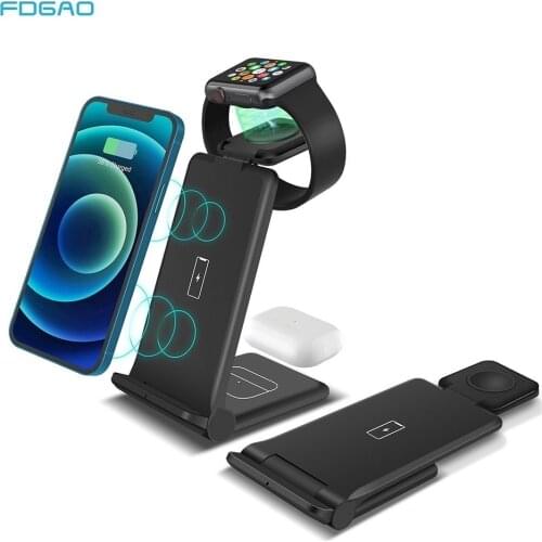 20W 3 in 1 Qi Wireless Charger for iPhone 13 12 11 XS XR X 8 Fast Charging Dock Station For Apple Watch 7 6 5 4 3 AirPods Pro