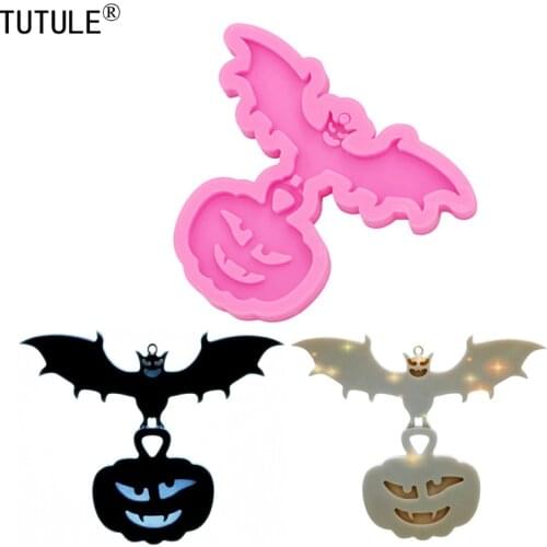 Shiny Bat Pumpkin Silicone Mold,Keychain Epoxy Resin Polymer Clay Halloween silicone mould, bat Pumpkin Sugarcraft resin mold