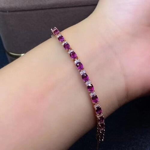 The Best Gift for Your Wife Garnet Bracelet 925 sterling silver Fine jewelry Natural And Real Fashion Garnet Bracelet