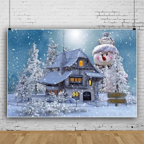 Baby Cartoon Winter Snowman Merry Christmas Festivals Room Snowflake Wood Fence Party Photo Background Photographic Backdrops