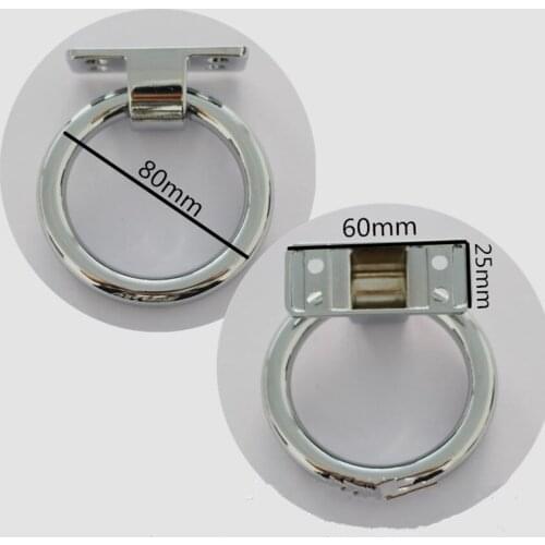 Dia 80mm modern simple solid unfold install drop ring chrome shiny black wooden door sofa chair pull handle knob silver handle