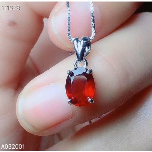 KJJEAXCMY fine jewelry natural garnet 925 sterling silver women gemstone pendant necklace chain support test lovely