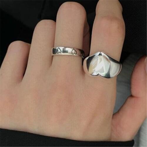Heart-Shaped Silver Color Index Finger Ring Cocktail Party Womens Open Ring Accessories Fashion Charm Female Jewelry
