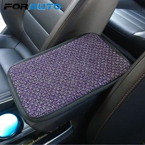 FORAUTO Car Armrest Mats Auto Decorations Flax Protector Cover Pad Anti-Scratch Car Replacement Auto Interior Accessories