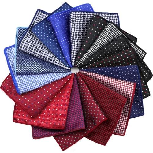 Luxury Mens Handkerchief New Fashion Pocket Square Polka Dot Plaid Polyester Colorful 22*22cm Hanky Wedding Business Casual