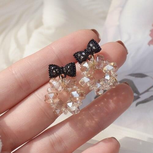 New Arrival Delicate Zircon CZ Black Knot Stud Earrings for Women 14K Gold Plated Earrings