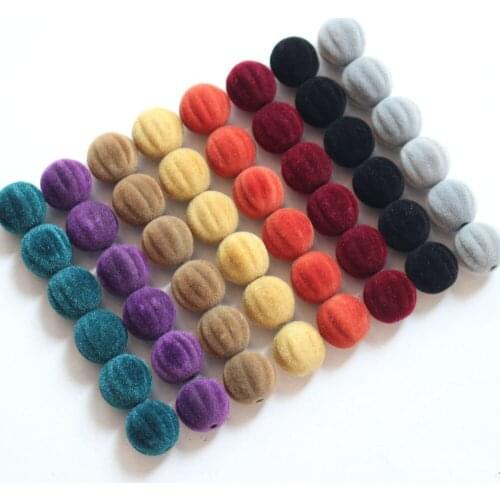 New style 50pcs/lot 13mm flocking geometry rounds pumpkin resin beads diy jewelry earring/bracelet/garments pendant accessory