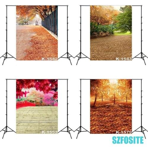 Fall Charming Red Maple Forest Deciduous Photography Theme Backdrop Adults and Child Studio Shot Scenery Photo Vinyl Background