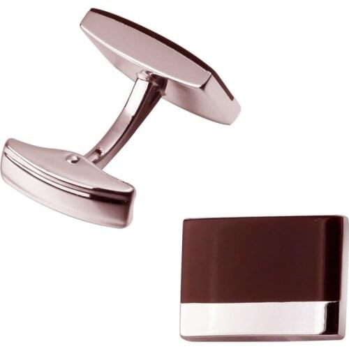 A pair of high quality of brass material silvery square red enamel cufflinks fashionable mens shirts cufflinks