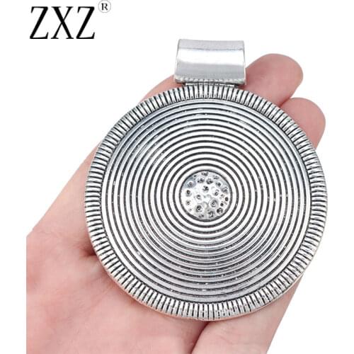 ZXZ 2pcs Large Tribal Pendant Medallion Spiral Round Charms Pendants for Necklace Jewelry Making Findings 82x68mm