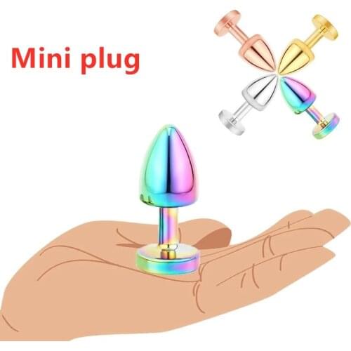 Rainbow Rose gold pink silver mini small size round jewerly Crystal Metal anal beads butt plug Jewelry sex toy for female male