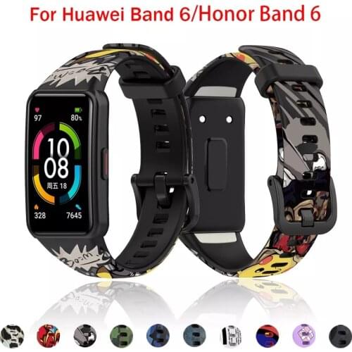 For Huawei Honor Band 6 printing Correa Smart Wristband Replacement Watch Belt Strap for Huawei Band 6 6 Pro Wrist Accessories