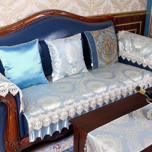 Luxury All Season Universe Sofa Cover with Lace Hem Jacquard Bandage Design Couch Covers for Sofas Top Quality Living Room Decor
