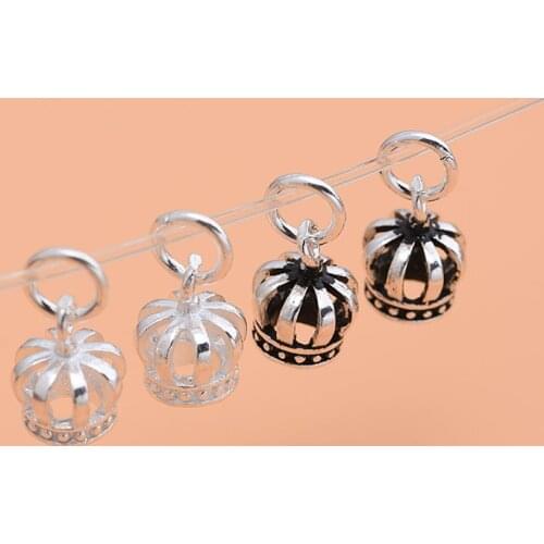 S925 Sterling Silver Silver Bracelet pendant, hollowed-out Queens crown pendant, handmade diy accessories