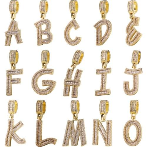 DIY Necklace Making Big Crystal Gold Letter Charms 26 Letters CZ Pendants For Handmade Jewelry Accessories Supplies Wholesale