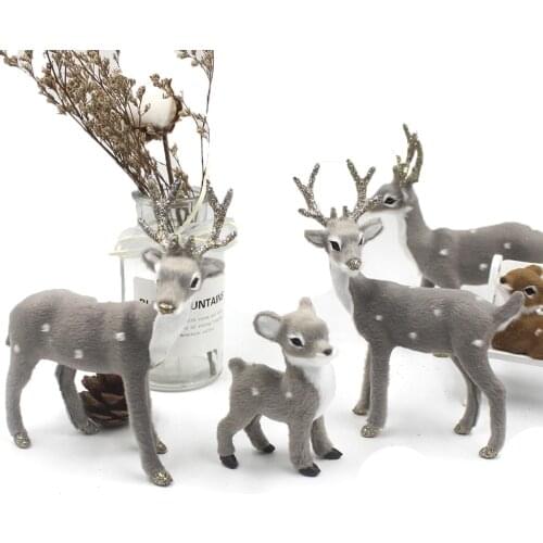 Gray Christmas Deer Xmas Elk Simulation Plush Reindeer For Home Christmas Decoration Kids Gift Navidad New Year Ornaments Props