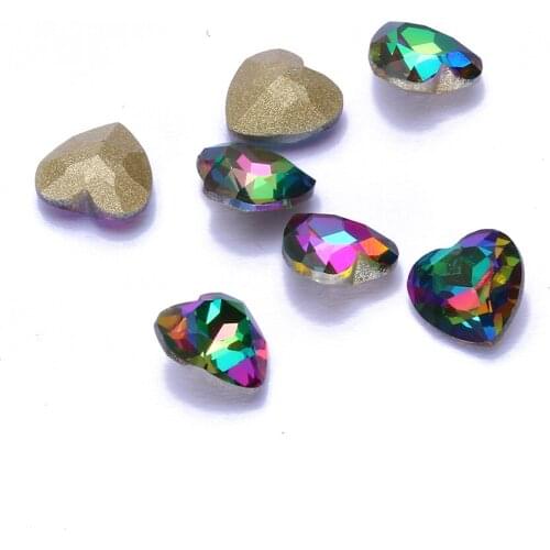 Nail Art Rhinestones 50pcs New Rainbow Color Glass Rhinestone For Nail Art Decorations Pointback Nail Stickers DIY Craft Art