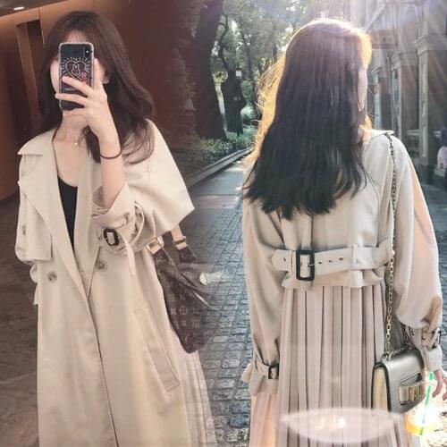 Fashion 2020 Fall /Autumn Casual single breasted Simple Classic Long Trench coat woman with belt Chic Female windbreaker vintage