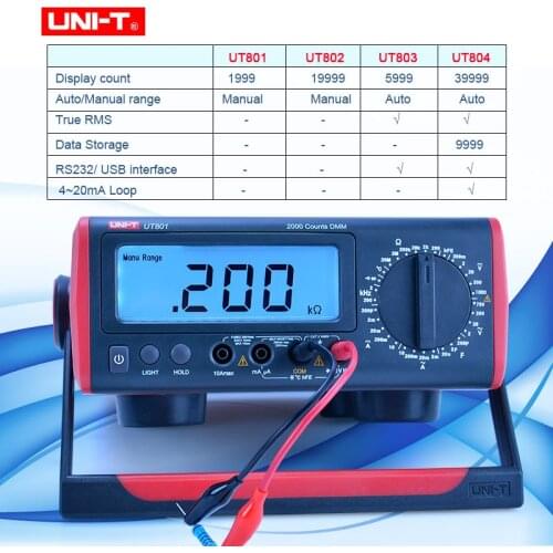 UNI-T Benchtop Digital Multimeter tester AC DC voltage Current meter Capacitance ohmmeter Frequency Temperature meter UT801-804