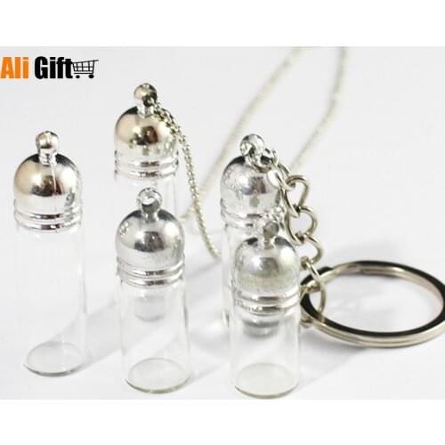 AliGift Screw Cap Screw Mouth Wishing Bottle Perfume Bottle Transparent Glass Vial Cinnabar Pendant Key Chain Necklace Essential
