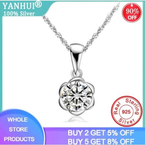 YANHUI 925 Sterling Silver Zircon Necklace Shining Lab Diamond Choker Necklace For Party Female Elegant Fashion Jewelry 2021