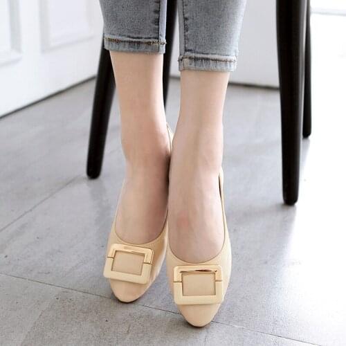 Pop Hot Spring New Sweet Lacquer Leather Metal Buckle Single Shoes Soft Shallow Women Flat Ladies Shoes Oxford Shoes for Women