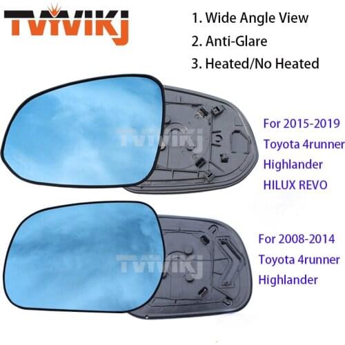 TVYVIKJ Side Rearview Mirror Blue Glass Lens For TOYOTA Highlander 4runner 2008-2019 HILUX REVO VIGO Wide Angle View anti glare