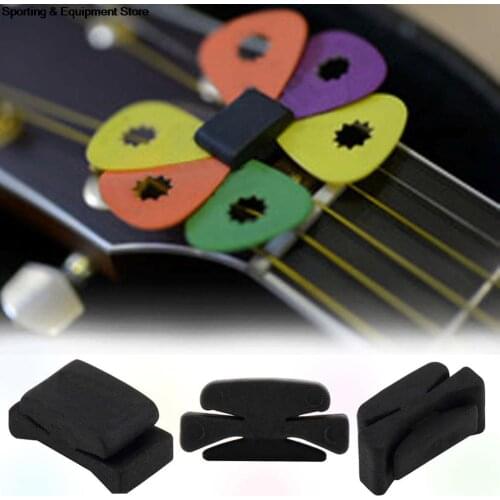 1Pc Lovely Cute Guitar Accessories Black Rubber Guitar Pick Holder Fix On Headstock For Guitar Bass Ukulele