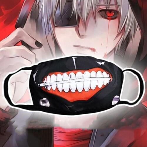 1PCs Japanese Anime Kaneki Ken Tokyo Ghoul Masks Eye Mask Sasaki Haise Cosplay Props Costume Accessories Unisex Zipper Masks