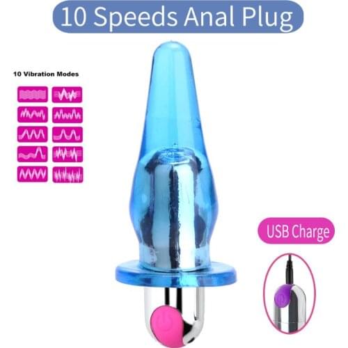 10 Frequency Vibration Anal Plug Prostate Stimulation Anus Dilatation USB Rechargeable Vibrator Masturbator Couple Flirt Adult