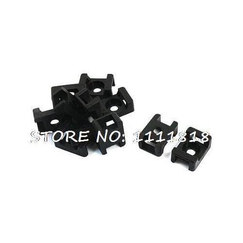 Black Saddle Shape 5mm Width Screw Mount Cable Tie Wire Holder 11Pcs