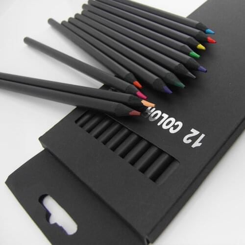 12pcs/lot High Quality lapices kawaii 12 color painting Black wood pencil set for Drawing pencils Stationery portaminas 05406