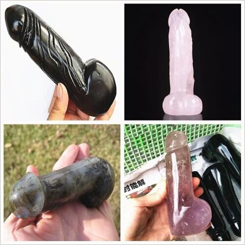 16-18cm natural quartz massage wand Positive Energy Reiki crystal penis healing for woman