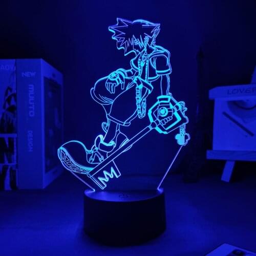 3D Lamp Game Kingdom Hearts Sora Keyblade Lights Led For Decoration Lamp Table Game Kingdom Room Decor Manga Lamp