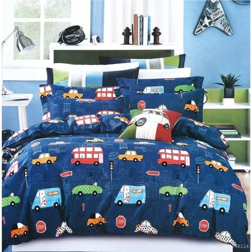 3D Cartoon Printed Taxi Bus Car Bedding Set Twin Full Queen King Size Quilt Cover / Duvet Cover Set 2/3pcs Bed Linens Bedclothes