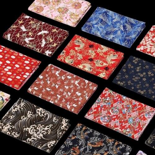 50cm*150cm Hot stamping printed cotton linen fabrics for sewing clothes bags DIY dolls kimonos hanfu hair accessories pillows