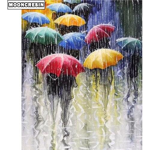 5D Mosaic Diamond Embroidery Rain Full Drill Diy Cross Stitch Umbrella Diamond Painting Kit Needlework Living Room Decoration