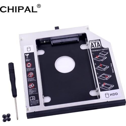 CHIPAL Aluminum 2nd HDD Caddy 12.7mm SATA 3.0 for 2.5'' SSD Case HDD Enclosure for Lenovo ThinkPad T420 T430 T520 T530 DVD-ROM