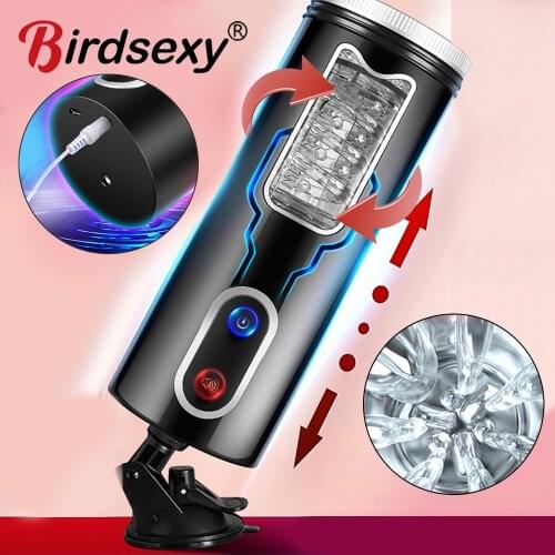 Automatic Electric Piston Rotating Sucker Male Blowjob Masturbator Cup Voice Vagina Dildo Vibrator Sex Toys For Men Sex Machine