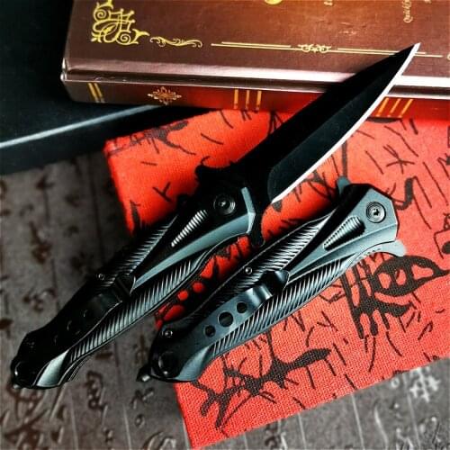 Black Quick Open Tactical Foldknife Jungle Camping Tool Knife Outdoor Rescue Foldknife Survival Knife Nordic Pocket Foldknife