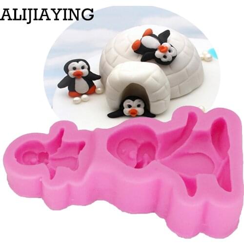 M1037 Penguin cooking tools Christmas cake decoration tools Silicone mold baking Fondant Sugar Craft Molds DIY Cake