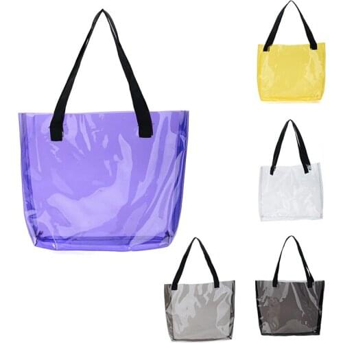 500 Pcs Holographic Tote Laser PVC Shopping Transparent Travel Beach Large Capacity Bags With Women Handbags
