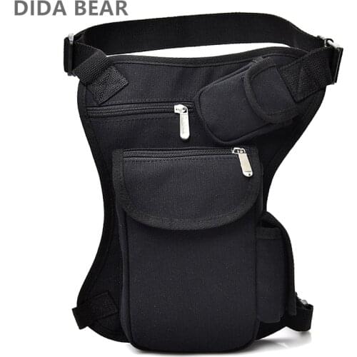 2019 Men Canvas drop waist bags Leg pack bag Men belt bicycle and motorcycle Money Belt Fanny pack For Work Black High Quality