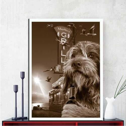 Full Square Round Drill 5D Diy Diamond Painting Funny Drink Beer Dog Embroidery Cross Stitch Kits 5D Wedding DecorationsZP-4287