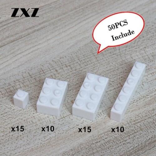 50PCS Building Blocks City Militaryed DIY Creative Bricks Mix Models Educational Kids Toys 1x1 2X3 2x4 1X6 MOC Castles Accessory